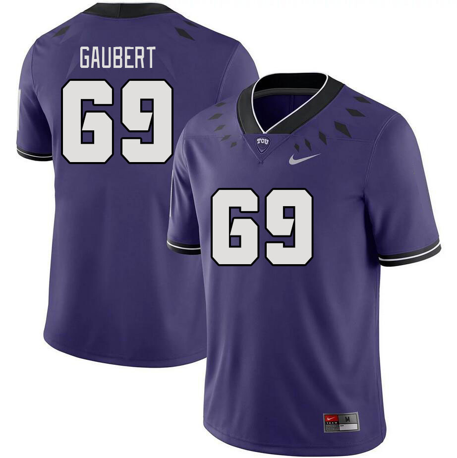 Men #69 Gannon Gaubert TCU Horned Frogs 2023 College Footbal Jerseys Stitched-Purple